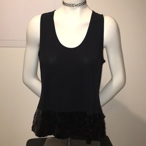 Black tank top with sequined bottom